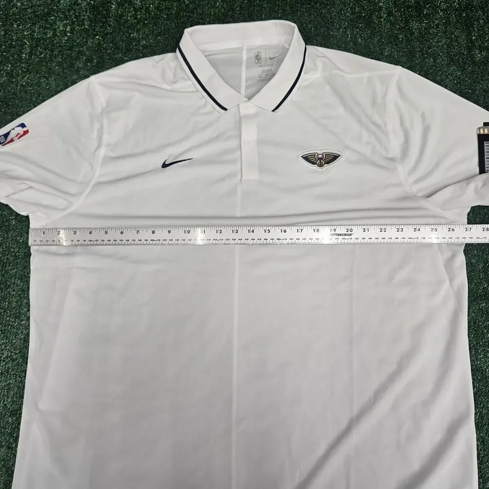 NWT New Orleans Pelicans Polo Shirt Nike Dri-Fit NBA Basketball White Mens XXL